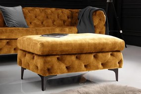 Taburetka Chesterfield MODERN BAROQUE 92 cm horčicovo žltý zamat