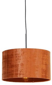 Moderné závesné svietidlo čierne s oranžovým tienidlom 35 cm - Combi