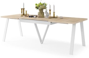 AVERY Dub Sonoma / biela spodná časť - LOFTOVÝ / PRIEMYSELNÝ STÔL DO OBÝVAČKY/ JEDÁLNE ROZKLADACÍ DO 330 cm!