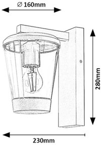 Rabalux 7266 - Vonkajšia nástenná lampa SAVANO 1xE27/40W/230V IP44