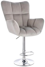 LuxuryForm DESIGN Barové kreslo AURORA VELUR na striebornom tanieri - svetlosivé