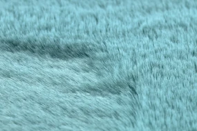 Okrúhly koberec BUNNY aqua modrý, imitácia králičej kožušiny