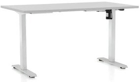Výškovo nastaviteľný stôl OfficeTech A, 120 x 80 cm, biela podnož, svetlo sivá