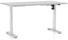 Výškovo nastaviteľný stôl OfficeTech A, 120 x 80 cm, biela podnož, svetlo sivá