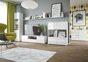 CELENE 36 kombinovaná komoda, biela/biely lesk