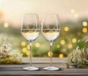 Svadobné poháre na víno Rozkvitnuté srdcia s kryštálmi 2 ks