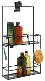 Čierna závesná oceľová kúpeľňová polička Cubiko - Umbra