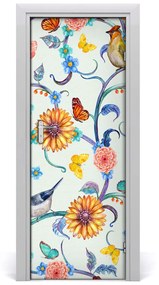 Samolepiace fototapety na dvere motýle kvety 85x205 cm