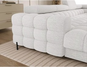 Krémovobiela rozkladacia rohová pohovka z textílie buklé (pravý roh/do tvaru "U") Feraria – ELTAP