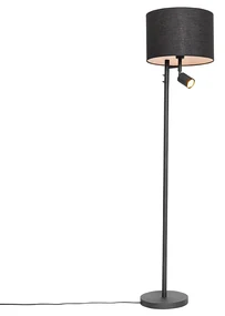 Stojaca lampa čierna s bielym vnútrom a lampou na čítanie - Jelena