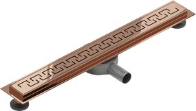 Mexen Flat 360°, lineárny podlahový žľab 60 cm, ružové zlato, 1624060-40