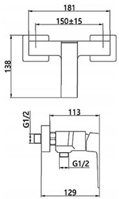 Invena Paros, nástenná sprchová batéria, čierna matná, BN-09-004-A