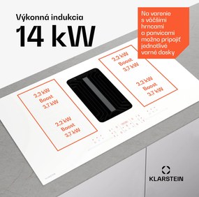 Klarstein AirJet FlexPro Down Air System, Indukčná doska + digestor, Flexi zóna, Booster