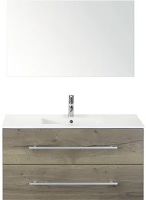 Kúpeľňový nábytkový set Sanox Stretto farba čela tabacco ŠxVxH 101 x 170 x 39 cm s keramickým umývadlom a zrkadlom