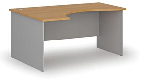 Ergonomický kancelársky pracovný stôl PRIMO GRAY, 1600 x 1200 mm, ľavý, sivá/buk