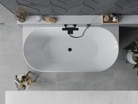 Mexen Oval Slim, voľne stojaca vaňa ku stene 170 x 80 cm, biela lesklá, čierny matný prepad, 52661708000-70