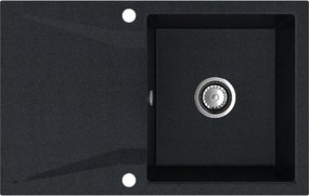 Sink Quality Obsidian, kuchynský granitový drez 790x500x210 mm + chrómový sifón, čierna škvrnitá-Brocade, SKQ-OBS.B.1KDO.X