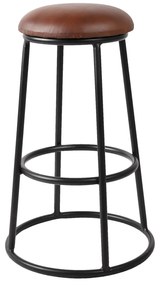 Čierna kovová barová stolička s koženým sedadlom Bob - Ø 42 * 66 cm