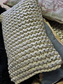 Béžovo-strieborný vankúš s veľkými okami Kian Rope - 30*50 cm
