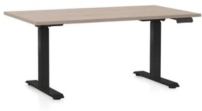 Výškovo nastaviteľný stôl OfficeTech D, 140 x 80 cm, čierna podnož, dub