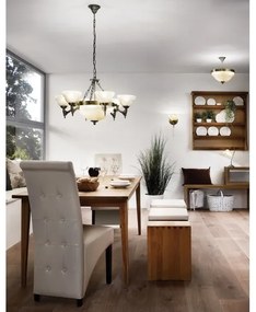 EGLO 85858 - Luster na reťazi MARBELLA 9xE14/60W alabastrové sklo