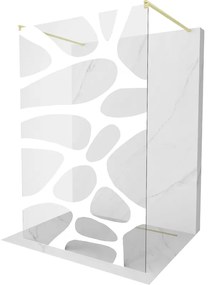 Mexen Kioto, sprchová zástena Walk-In 100 x 200 cm, 8mm číre sklo biely vzor, zlatý matný profil, 800-100-002-55-97