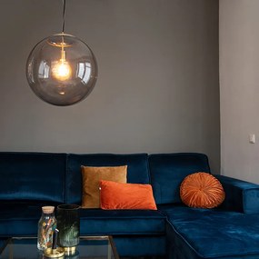 Moderné závesné svietidlo mosadz s dymovým sklom 50 cm - Ball