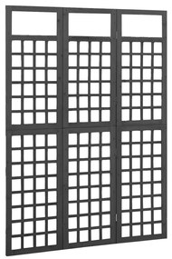 vidaXL 3-panelový paraván/mriežka masívna jedľa čierny 121x180 cm
