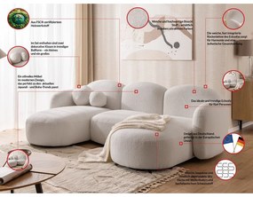 Krémovobiela rohová pohovka z textílie buklé (do tvaru "U") Orbit – Ropez