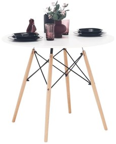 Tempo Kondela Jedálenský stôl, biela/buk, priemer 90 cm, GAMIN NEW 90