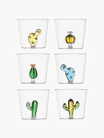 Súprava ručne vyrobených pohárov na vodu Desert Plants, 6 dielov