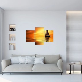 Obraz - Plachetnica pri západe slnka (90x60 cm)