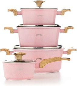 10-dielna sada hrncov a panvíc DMS Germany TSM4010RS s mramorovým povrchom - ružová
