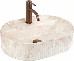 Rea Marcela Saturn, umývadlo na dosku 500×360×135 mm, béžová matná-imitácia kameňa, REA-U3515