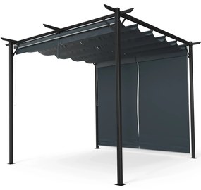 Pantheon Robust Pergola 3x3 m, práškovo lakovaná oceľ, odolná voči poveternostným vplyvom, s bočnými roletami