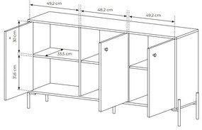 Komoda Scandia 3D (dub scandi + jedlička scandi). Vlastná spoľahlivá doprava až k Vám domov. 1071387