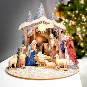 AMADEA Drevený skladací betlehem 3D 20 cm
