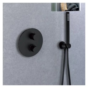 PAFFONI Light termostatická sprchová batéria pod omietku (obsahuje teleso), 2 výstupy, s prepínačom, matná čierna, LIQ018NO