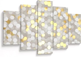 Obraz - Zlato-biele hexagóny (150x105 cm)