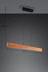 LED závesné svietidlo v prírodnej farbe s dreveným tienidlom Edgewood – Trio
