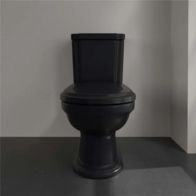 VILLEROY &amp; BOCH Hommage WC misa kombi s hlbokým splachovaním, zadný odpad, 370 x 725 mm, Pure Black, s povrchom CeramicPlus, 666210R7