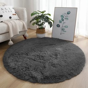 Protišmykový koberec SHAGGY tmavosivý kruh