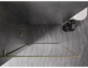 Mexen, Mexen Kioto-XF L sprchová stena s rámom 70 x 202 cm, priehľadná 10 mm, brúsené zlato - 800-070-174-55-00-XF