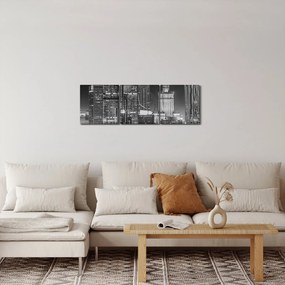 Obraz - Čiernobiely New York (s hodinami) (90x30 cm)