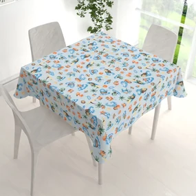 Biante Detský bavlnený štvorcový obrus Sandra SA-535 Morské zvieratká na svetlo modrom 80x80 cm