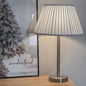 Klasická stolná lampa oceľ s plisovaným tienidlom biela 35 cm - Simplo