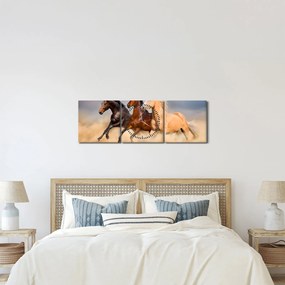 Obraz - Divé kone (s hodinami) (90x30 cm)
