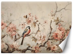 Fototapeta, Ptáci a květiny vintage - 350x245 cm