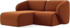 Zamatová rohová pohovka v terakotovej farbe (ľavý roh/s leňoškou) Lani – Makamii
