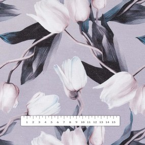 Biante Dekoračný obdĺžnikový obrus PML-034 Biele tulipány na sivom 120x160 cm
